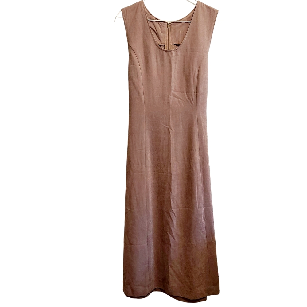 Tencel Neutral Round Neck Sleeveless Midi Dress